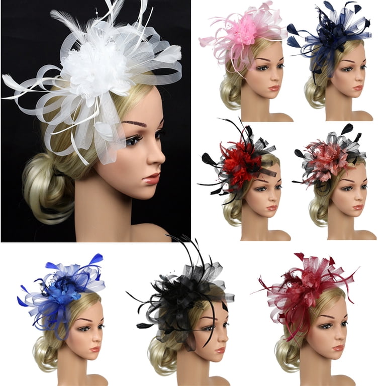 Vintage Feather Fascinator Hat Headband Retro Derby Tea Party Wedding Cocktail CURASA Fascinators Hats for Women Tea Party Hats Black Mesh  main image 4