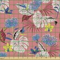 thumbnail image 2 of Ambesonne Floral Fabric by the Yard Upholstery, Monstera Palm Exotic Flowers, 5 Yards, Pastel Pink Yellow, 2 of 5