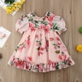 thumbnail image 4 of Toddler Baby Girls Flower Print Ruffles Princess Dress Sundress Clothes Outfit, 4 of 7