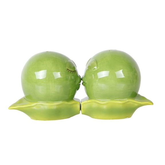 Pacific Giftware Kissing Peas in A Pod Magnetic Salt and Pepper Shakers Gift Box Set Ceramic