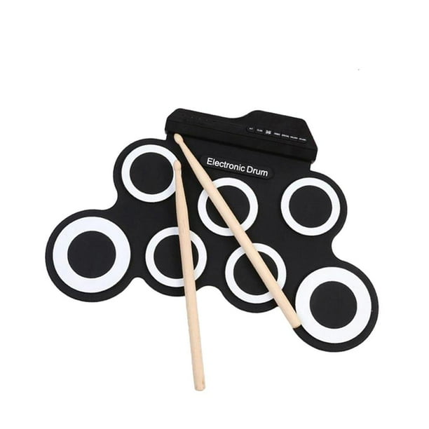 de Almohadil de Tambor Enrolble Portátil Baquetas Incorporadas Tambores Musicales 1 Sunnimix Juego de batería electrónica