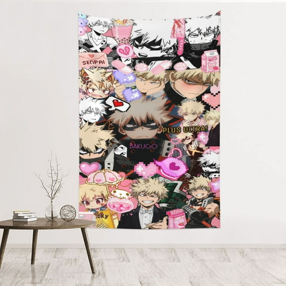 Katsuki Bakugo Tapestry Aesthetic Wall Hanging for Living Room Bedroom Art Tapestries Poster Blanket College Dorm Home Decor 60x40 Inch