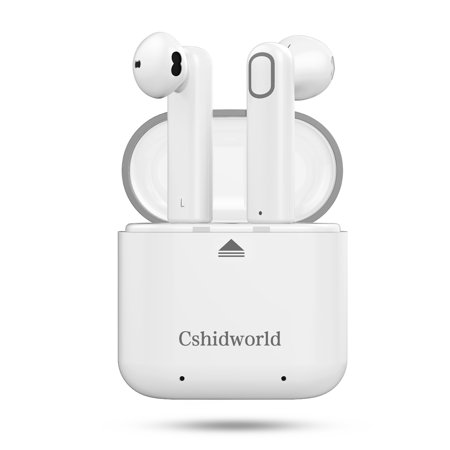 Noise Reducing Earphones Bluetooth Earbuds Hands- free Headphones True Wireless Stereo Earbuds Earphones Noise Cancelling Sweatproof In-Ear Headset Earpiece with Microphone and Charging case for iPhone Android Smart Phones ()