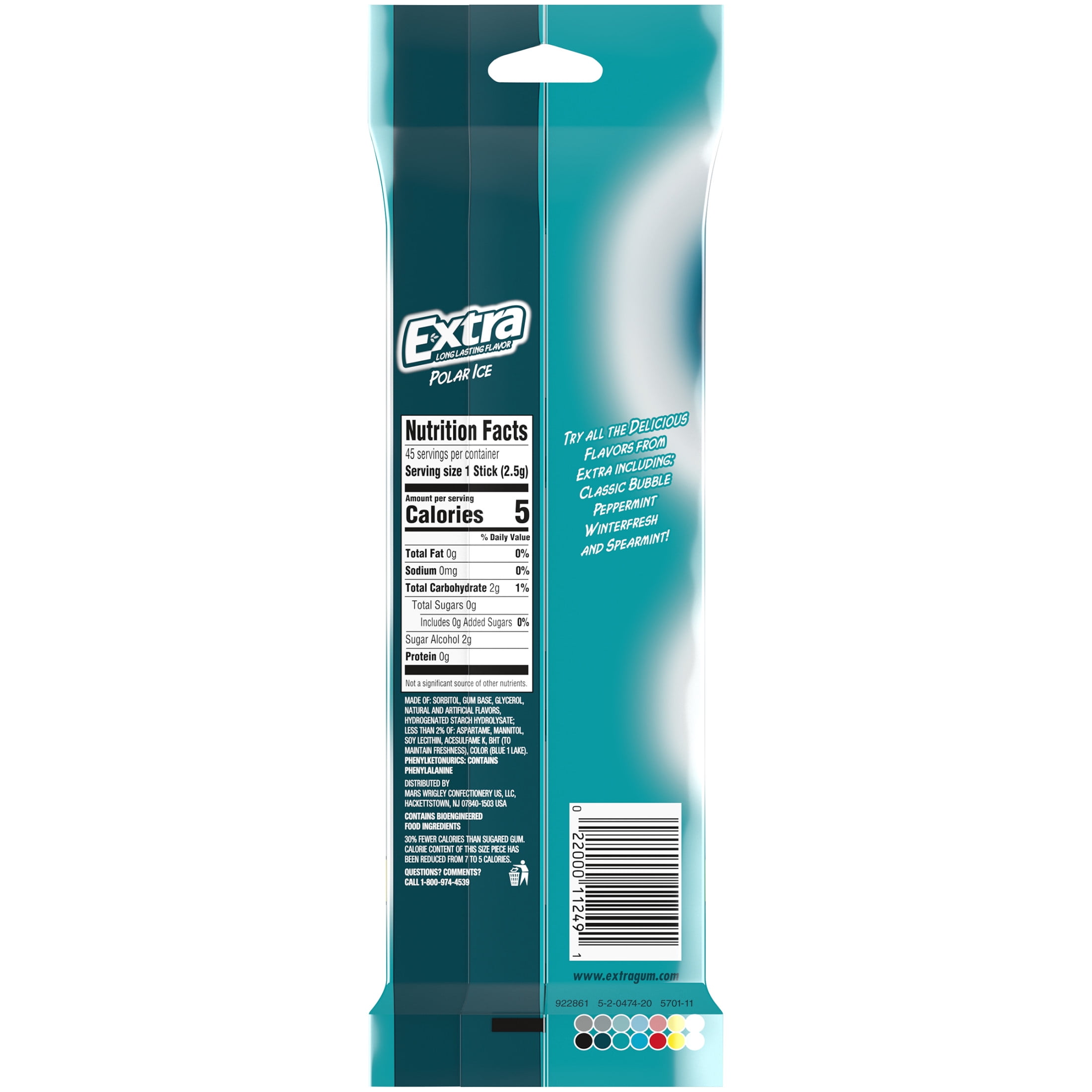 Extra Polar Ice Sugar Free Chewing Gum - 15 ct 3 Pack (Pack of 4)