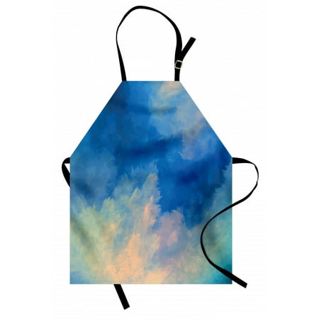 

Oil Painting Apron Dramatic Sky Clouds Pastel Sunrise Happiness Weather Grunge Tones Unisex Kitchen Bib with Adjustable Neck for Cooking Gardening Adult Size Violet Blue Pale Blue by Ambesonne