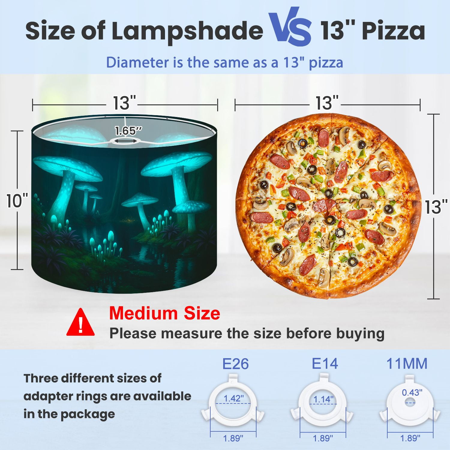 Linen Drum Lampshades Fantasy dark forest green glowing mushrooms 13"x13"x10" Light Shade for Table Lamps Floor Lamps Drum Lamp Shades Lampshade Replacement Assembly Required