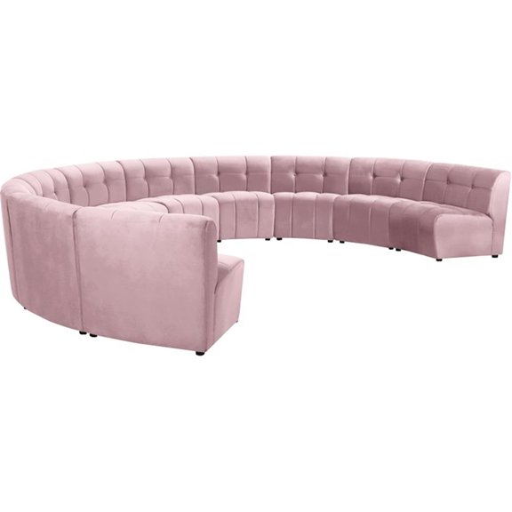 Maklaine 10-Piece Modular Contemporary Velvet Sectional Sofa in Pink
