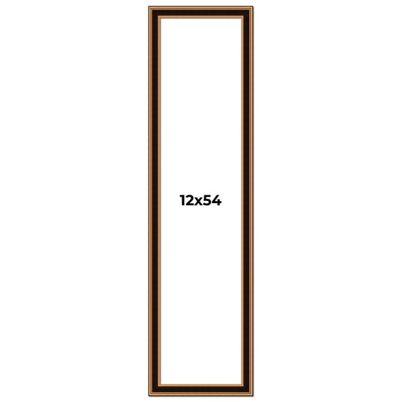 12x54 Frame Gold Brown Plein Air Vintage Solid Wood Picture Frame | 1.75 Inches Moulding Width |