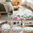 thumbnail image 5 of Round Area Rug 3 Ft, Spring Pink Roses Washable Non-Slip Circle Carpet for Living Room/Bedroom, Pastoral Eucalyptus Leaves Gray Wooden Low-Profile Small Floor Mats Collection Rugs for Indoor, 5 of 8
