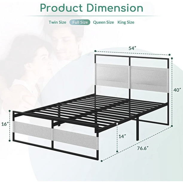 BBNBDMZ Queen Size Bed Frame 14 Inch Tall Metal Platform Bed Frame No