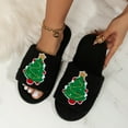 thumbnail image 2 of XIMIN Men Women Winter Christmas Santa Cute Warm Winter Cotton Slippers Open Toe House Slippers Couples Slippers with Rubber Soles Soft Sole Fashion Flat Shoes, 2 of 5