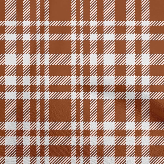 oneOone Viscose Chiffon Brown Fabric Check Fabric For Sewing Printed Craft Fabric By The Yard 42 Inch Wide