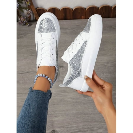

Women‘s Casual Sports Shoes Flat Sneakers With Laces White Flat Student Shoes Women‘s White Athletic Shoes