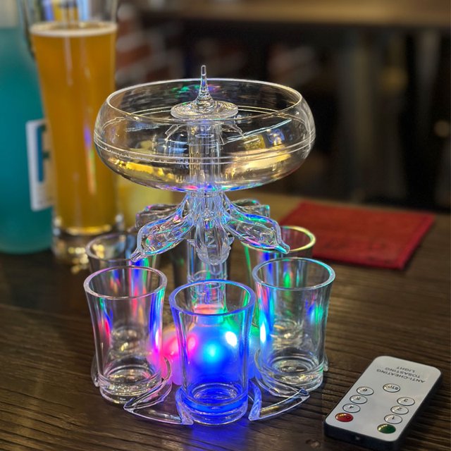 White Acrylic Wine & Liquor Dispenser Set with 6 Glasses, Wine Rack, Efficient 2nd Gen Division Module, Light & Electrode System, Includes Brush & Opener – Compact 352g, Durable, Sleek Design for
