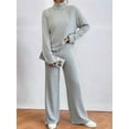thumbnail image 6 of Women'S 2 Piece Fall Outfits Sets Travel Knit Pullover Tops and Wide Leg Pants Sweatsuit Lounge Sets Grey XL, 6 of 7