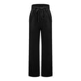thumbnail image 6 of Children's Casual Pleuche Pants Loose Solid Color Elastic Waist Drawstring Trousers Lightweight Comfortable Pant with Pocket Black 5 Years, 6 of 7
