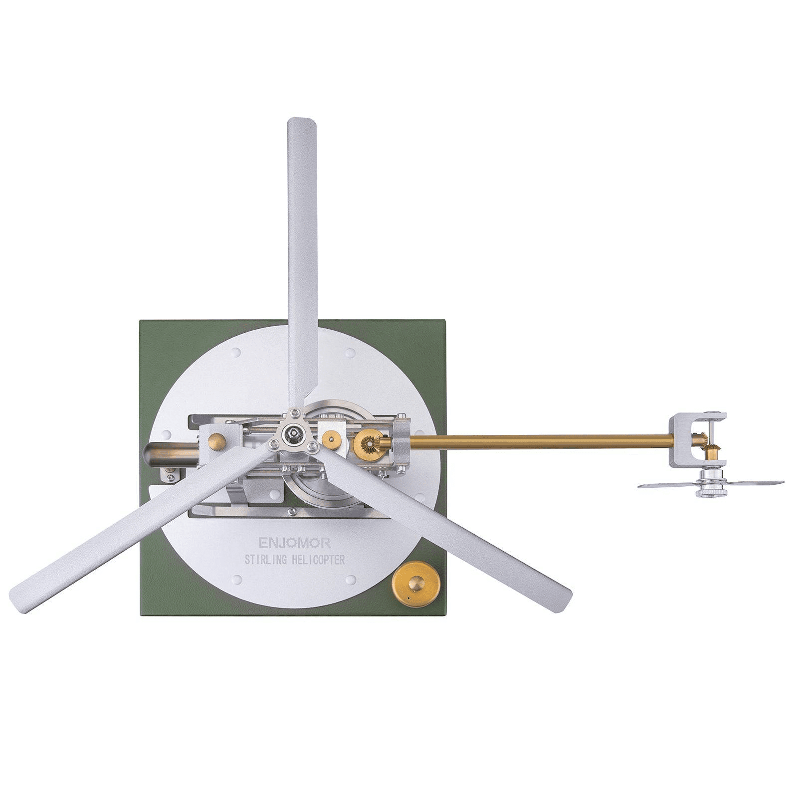Stirling Engine Helicopter Model Kit with Base – DIY Heat Powered Hot Air Engine, Metal Aircraft Assembly Kit with Alcohol Lamp, STEM Physics Educational Model for Teens & Adults