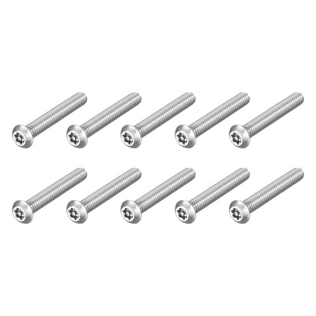 10Pack 1/4-20 x 1-3/4" Torx Security Machine Screws Bolt, Silver Tone