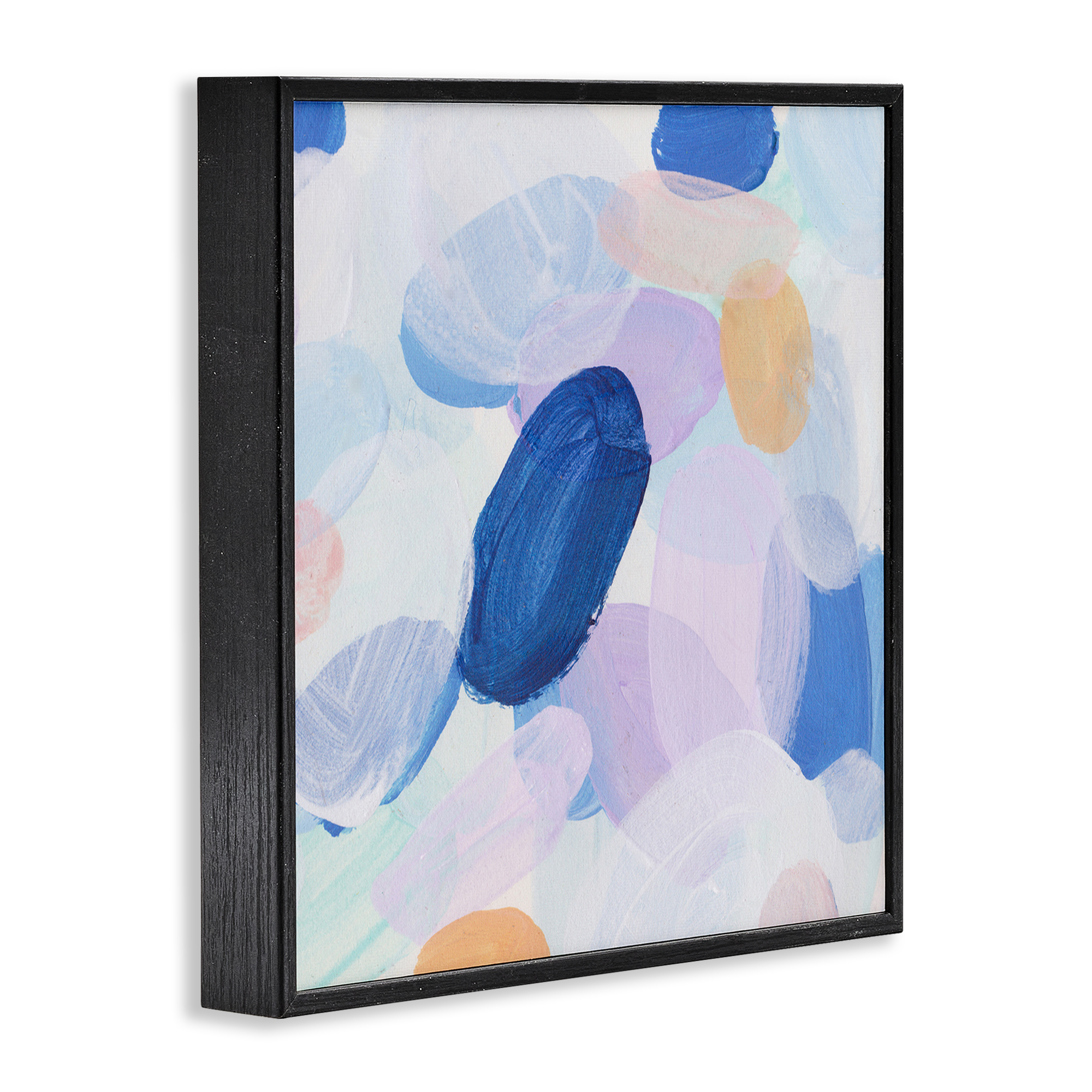Stupell Industries Blue Oblong Paint Strokes Abstract Painting Black Framed Art Print Wall Art, 12 x 12
