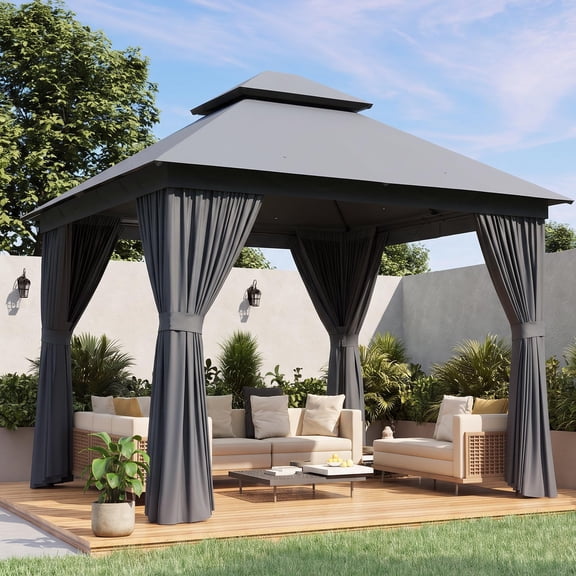 10x10 Gazebo With Steel Frame Double Roof