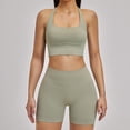 thumbnail image 1 of Top-kevin Women 2 Piece Workout Sets High Waisted Tummy Control Biker Shorts Halter Padded Tank Tops, 1 of 7