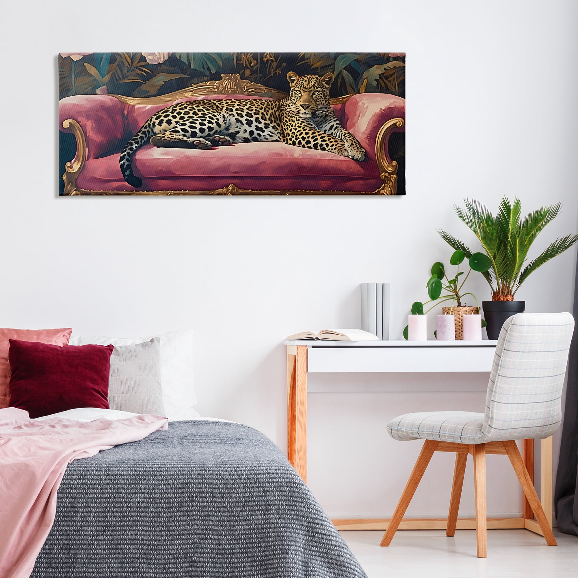 Stupell Industries Regal Relaxation Leopard on Pink Canvas Wall Art, design by Creative Studio