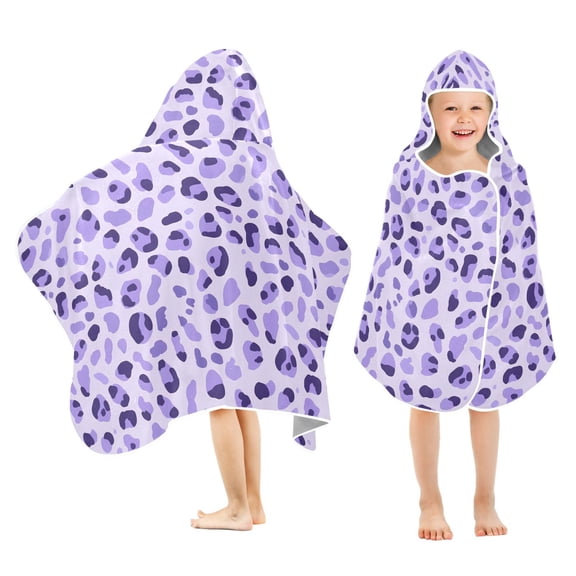 joogoo Leopard Purple-a1 Kids Hooded Beach Towel Baby Bath Towel 23.5"x50"