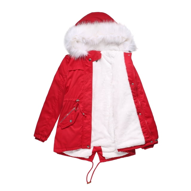 Chaqueta de algodón de talla grande para mujer, de longitud media y larga, con forro polar, chaqueta de invierno cálida y holgada para mujer con cuello de piel