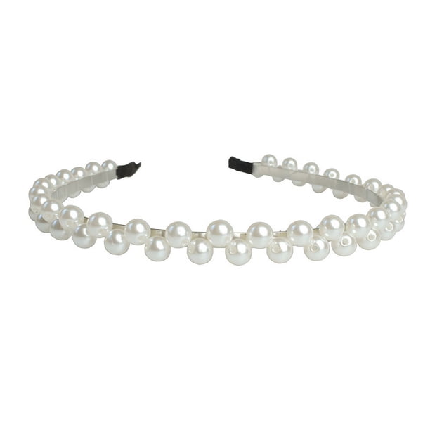 Diadema de perlas de gran tamaño hecha a mano con cuentas para accesorios para el cabello de adultos, diadema de perlas brillantes, artículo digno de regalo