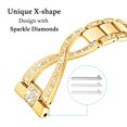 thumbnail image 2 of BANDOVA X-Shape Metal Band with Sparkly Rhinestones, Dressy Bracelet Compatible with Samsung Galaxy Watch 7/6/5/4, Gold, 20mm, 2 of 6