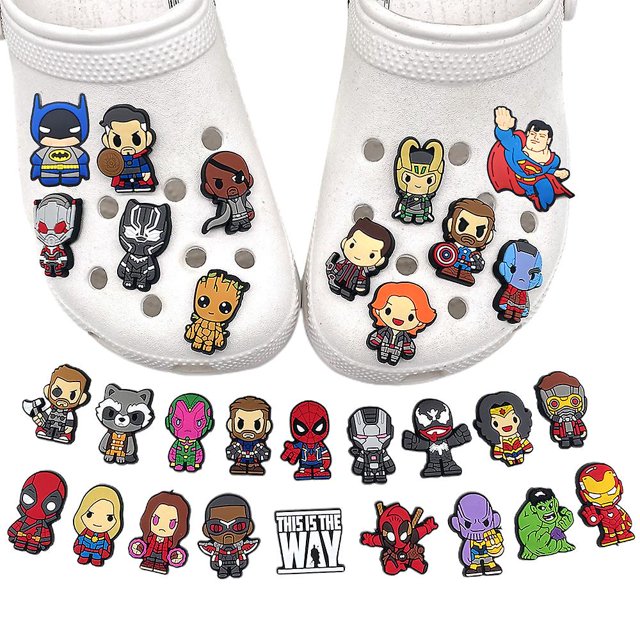 30 piezas bronceado jianjun Marvel Superhero Temática Crocs Zapatos encantos Decoración cumpleaños