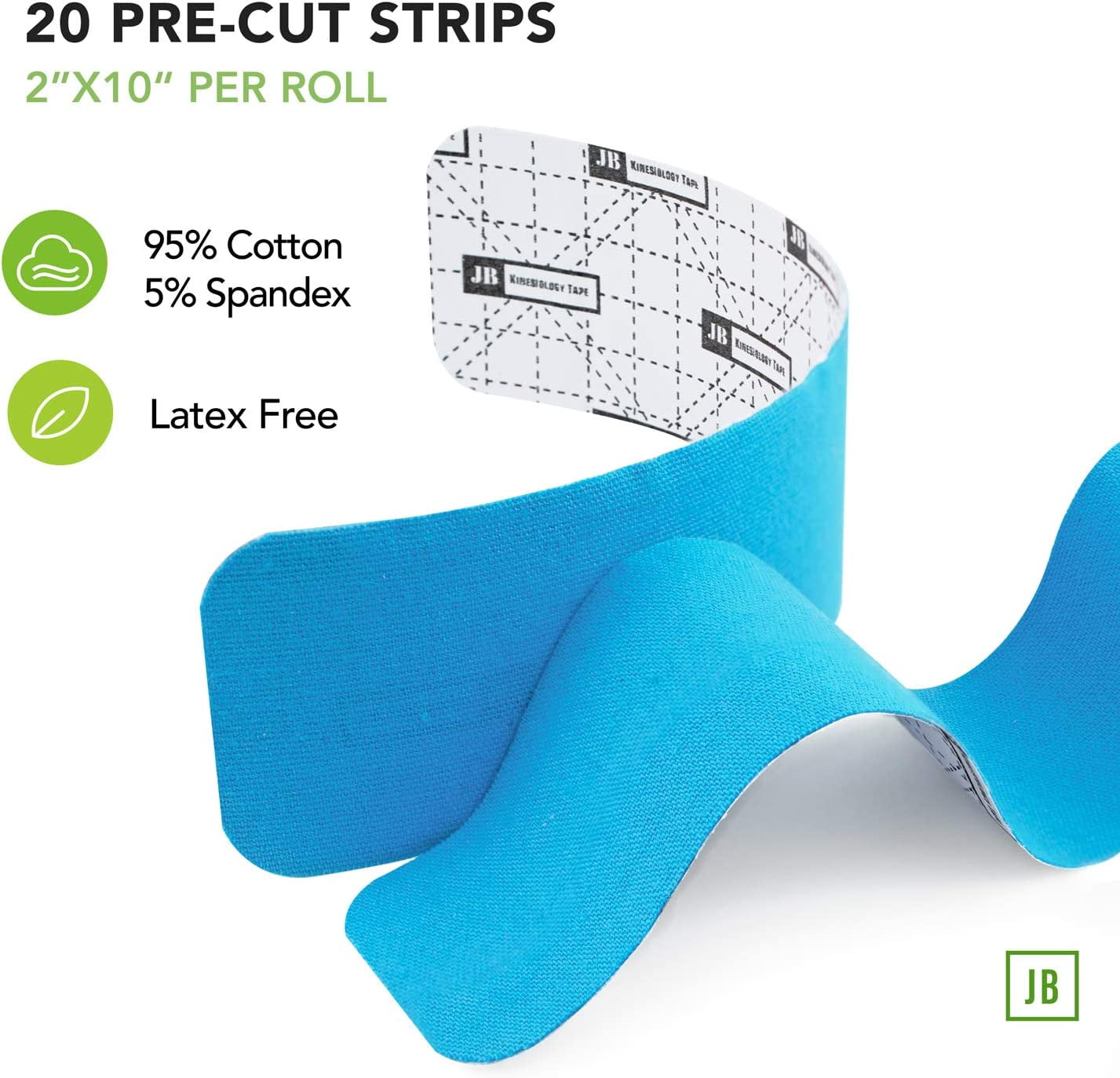 JB Kinesiology Sports Tapes, Beige, 80 Pre-Cut Strips, 4 Rolls