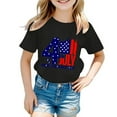 thumbnail image 3 of Povozer 4th of July T Shirts for Girls American Flag Patriotic Tees Short Sleeve Independence Day T-Shirt Tops (Black, 3-4 Years), 3 of 4