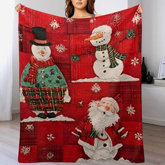 RKSupls Christmas Throw Blanket,Soft Flannel Snowman Blanket, Fuzzy Warm Cozy Winter Blanket for Couch Bed Home Decor,40x50 in