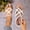 White, variant on Women's Flat Sandals Round Toe Toe Post Back Elastic Strap Woven Summer Beach Vacation Shoes