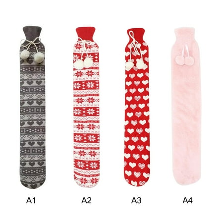 Warm Bag Hot Water Bottle Hot Water Bottle Cover Rubber water bag Knitted Plush Cover Long 1L Rubber New Year Gifts
