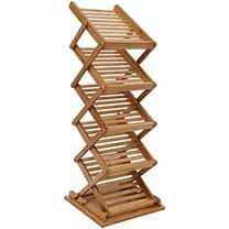 Bamboo Foldable Magazine Rack Floor Stand,5-Layer Brochure Display Stand,Portable Pop-up Magazine Rack Shelf for Home Office Retail Store Display$$Home Decor, Kitchen, & Other