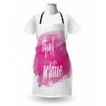 thumbnail image 3 of Positive Energy Apron, Monochrome Image with Cursive Lettering on Brushstroke Backdrop, Unisex Kitchen Bib with Adjustable Neck for Cooking Gardening, Adult Size, Pink and White, by Ambesonne, 3 of 4