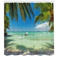 thumbnail image 3 of Ambesonne Tropical Shower Curtain, Surreal Sea Palm Tree, 69"Wx84"L, Fern Green Turquoise, 3 of 3