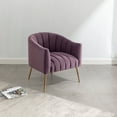 thumbnail image 3 of SEYNAR Oversized Glam Velvet Pumpkin Barrel Accent Chair,Modern Upholstered Cream Side Sofa Armchair for Living Room,Vanity (Purple), 3 of 17