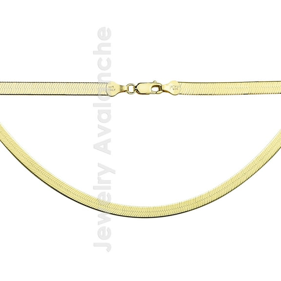 Sterling Silver Herring Bone Chain Yellow Gold Plated 3.4mm wide - 16 inches #383GPs16