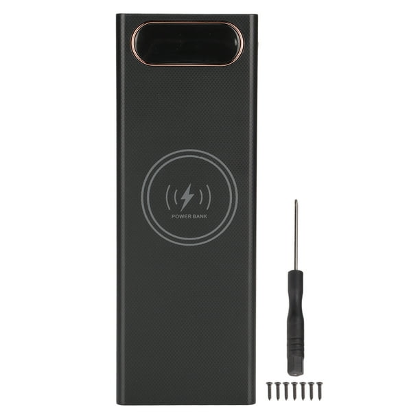 L10 10x18650 DIY Power Bank 22.5W Carga Rápida 15W Caja de Batería de Carga Inalámbrica con Pantalla LCD y Entrada Micro Tipo C Negro