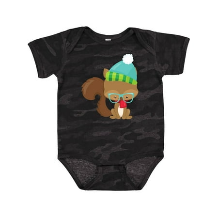 

Inktastic Hipster Squirrel Squirrel With Glasses Scarf Hat Gift Baby Boy or Baby Girl Bodysuit