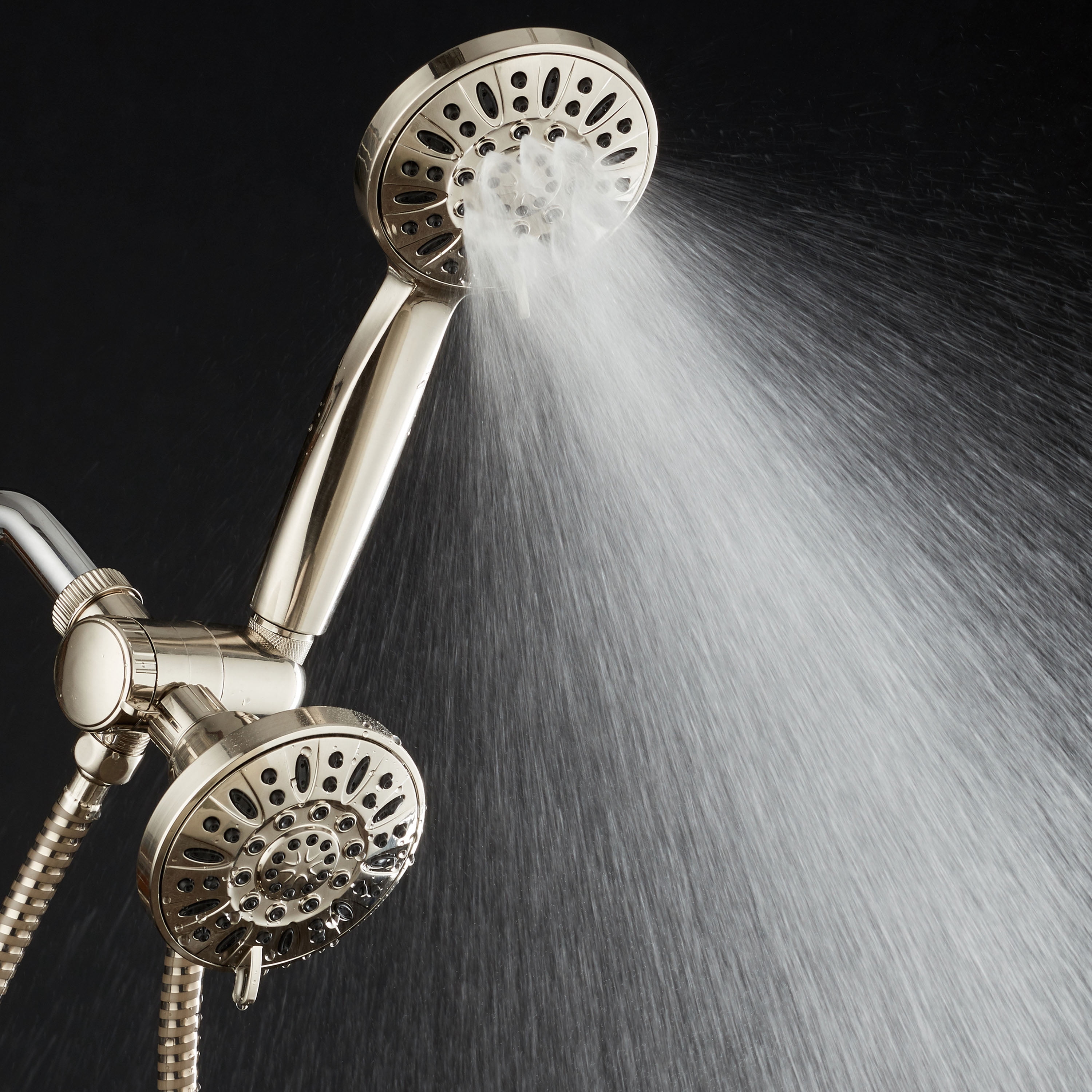 AquaDance High-Pressure 48-Setting Luxury 3-Way Dual Shower Head Combo, Brushed Nickel