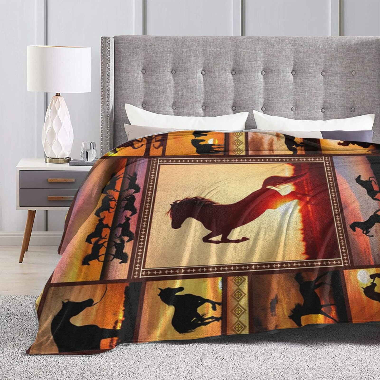 SPXUBZ Horse Blanket Wild Horse Blanket Flannel Blanket Sofa Couch Warm Soft Bed Blanket for All Season 50x60in
