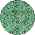 thumbnail image 1 of Ahgly Company Indoor Round Abstract Turquoise Blue Modern Area Rugs, 3' Round, 1 of 4