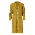 thumbnail image 5 of Wang6 Womens Long Lightweight Cardigans Sweaters Trendy Long Sleeve Open Front Button down Cable Knit Sweater Fall Winter V Neck Outwear Tops with Pocket Yellow XL, 5 of 5