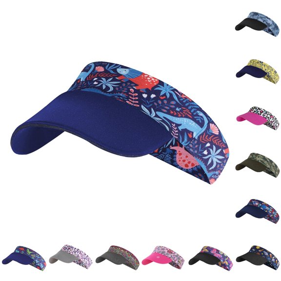 Oiyii Toddler Girl’S Outdoor Visors Butterfly‑Floral‑Printed Sun Hats, Dark Blue