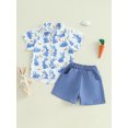 thumbnail image 4 of Toddler Baby Kids Boy Easter Shorts Clothing Set 12 18 24 Months 2T 3T 4T 5T Bunny Carrot Print Short Sleeve Button-up Shirt Elastic Waistband Pockets Shorts Outfits, 4 of 9