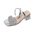thumbnail image 3 of Abtuhar Womens Middle Heels Shoes Solid Color Crystal Heel Toe One, 3 of 5